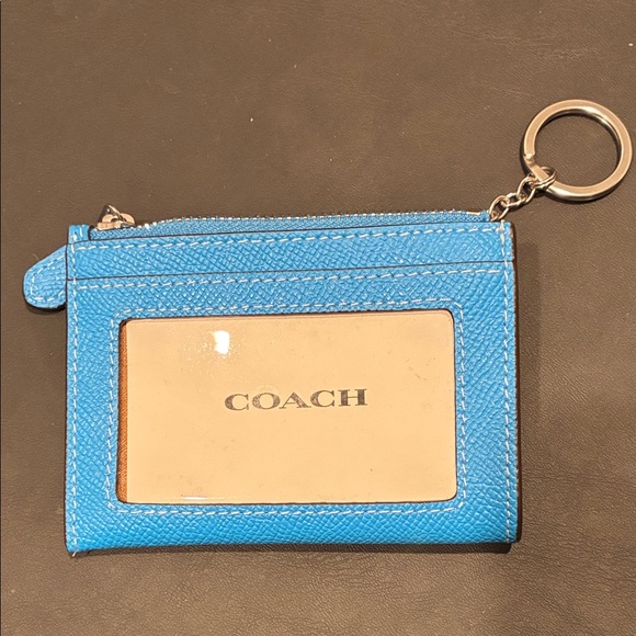 Coach Vibrant Blue ID Card Holder with Keychain NWOT - Picture 1 of 3